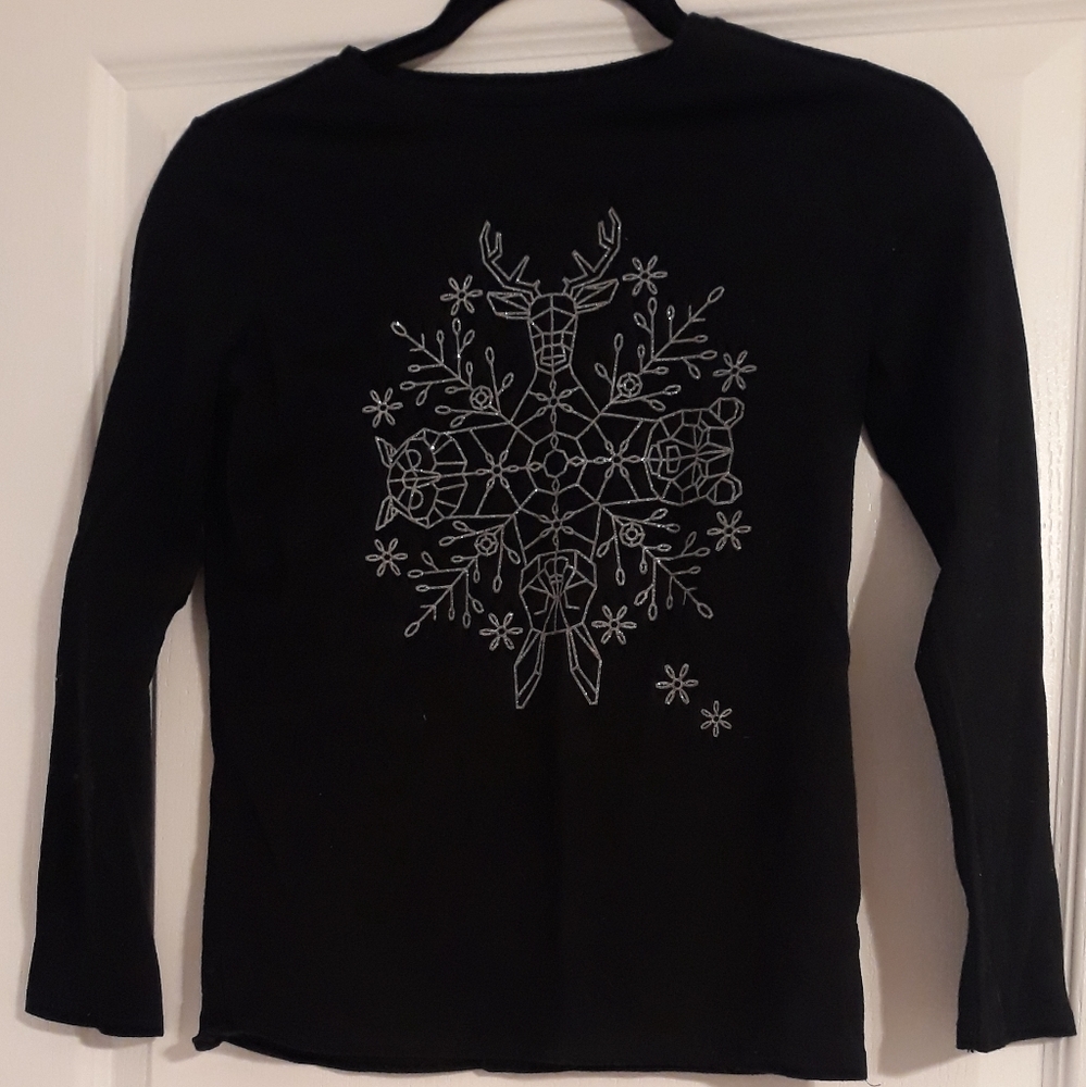 Cat and Jack long sleeved silver snowflake shirt